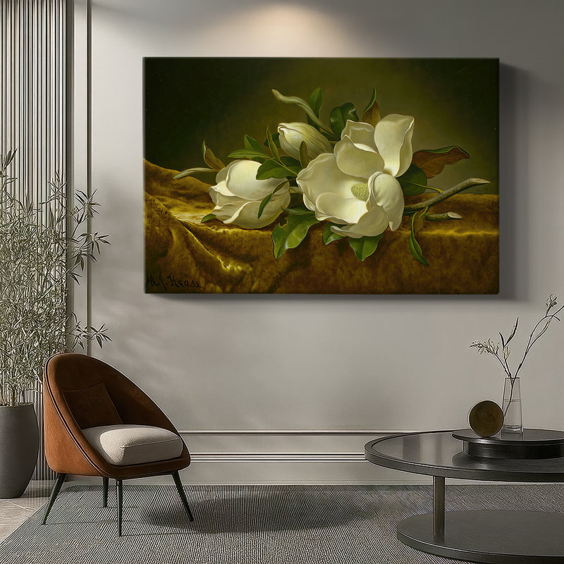 Magnolias on Gold Velvet Cloth-Martin Johnson Heade-Gallery Wrapped Canvas-c. 1888–1890, 24x36