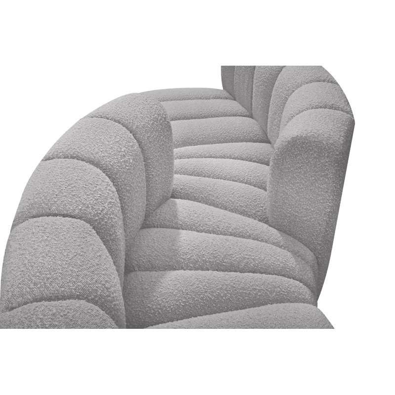 Ivancea Upholstered Curved Sectional Reversible, Grey Boucle Fabric