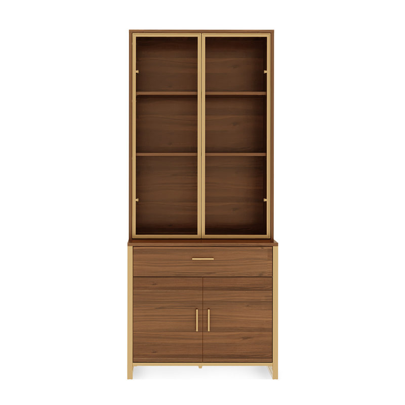 Chickasha Storage Bookcase, Brown/Gold
