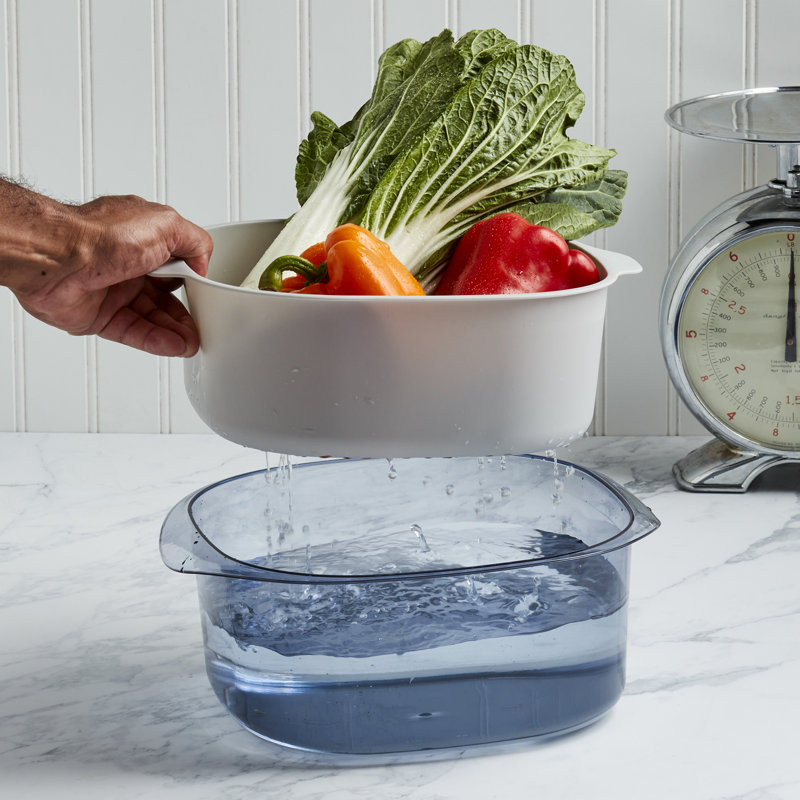 Basic Essentials Double Layer Colander Set, Gray