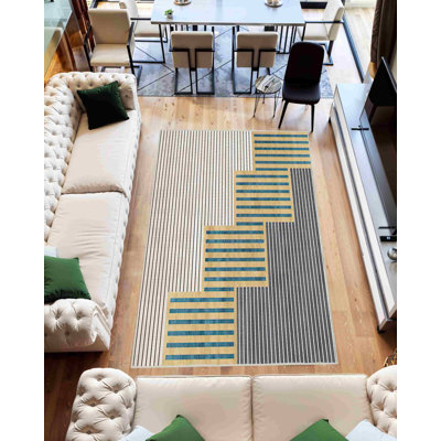 Melnick Machine Washable Living Room Rug Design 7703 - 5X8 (5'2"X7'5"), Grey