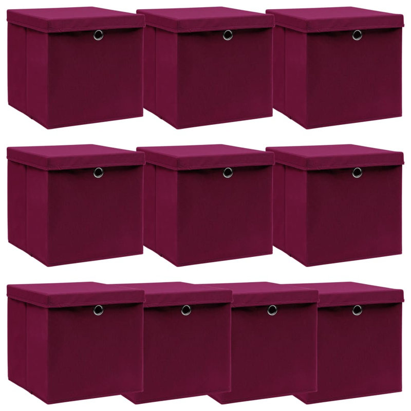 Rebrilliant Fabric Decorative Bin, 32cm H x 32cm W x 32cm D, Dark Red