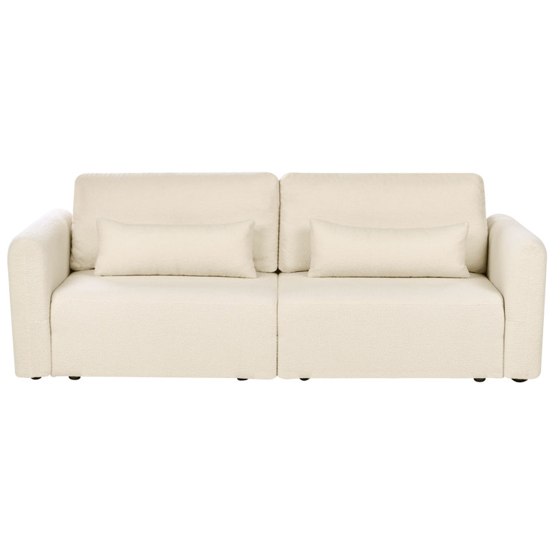 3 Seater Reclining Sleeper, White Boucle 