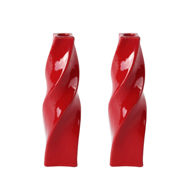  Porte-bougie en céramique 11 po H Curvy, Rouge