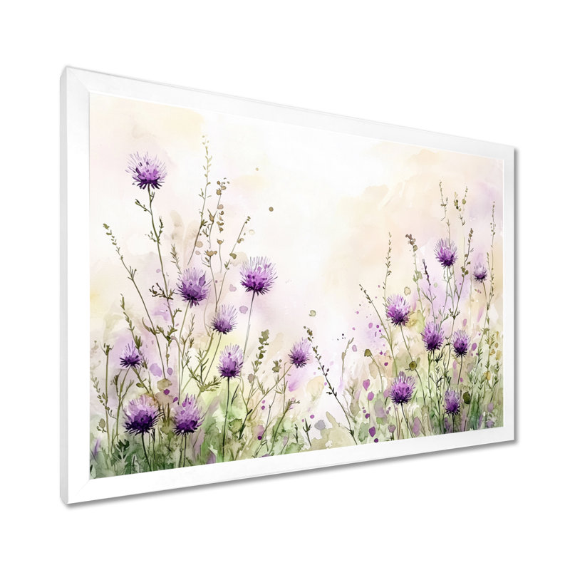«Thistle Blooming In The Meadows III - Thistle», reproduction d'art murale, 24" H x 32" W, White