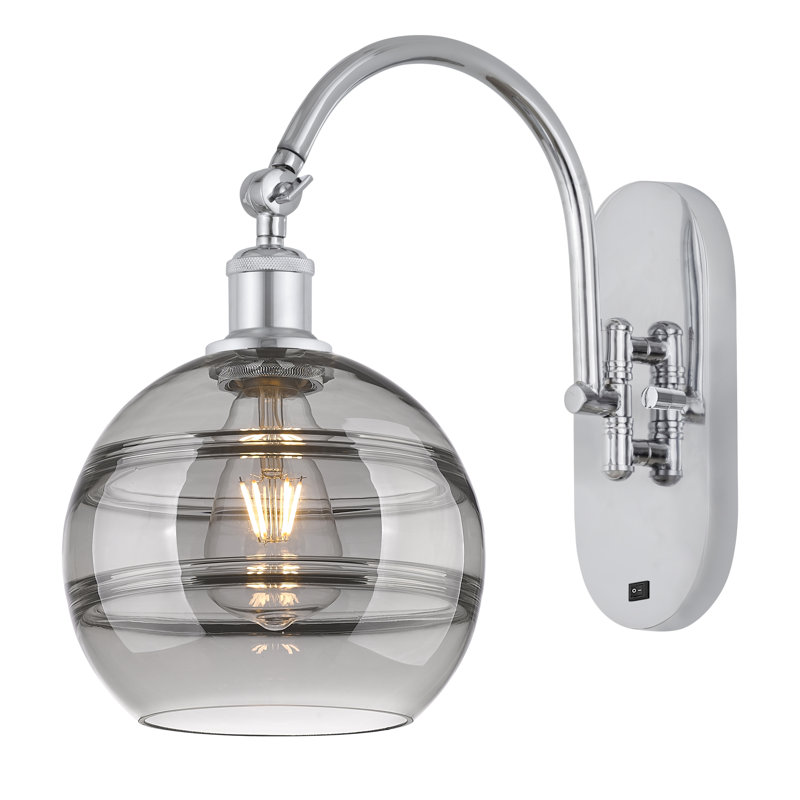 Chartoff Steel Armed Sconce, Light Smoke, Polished Chrome