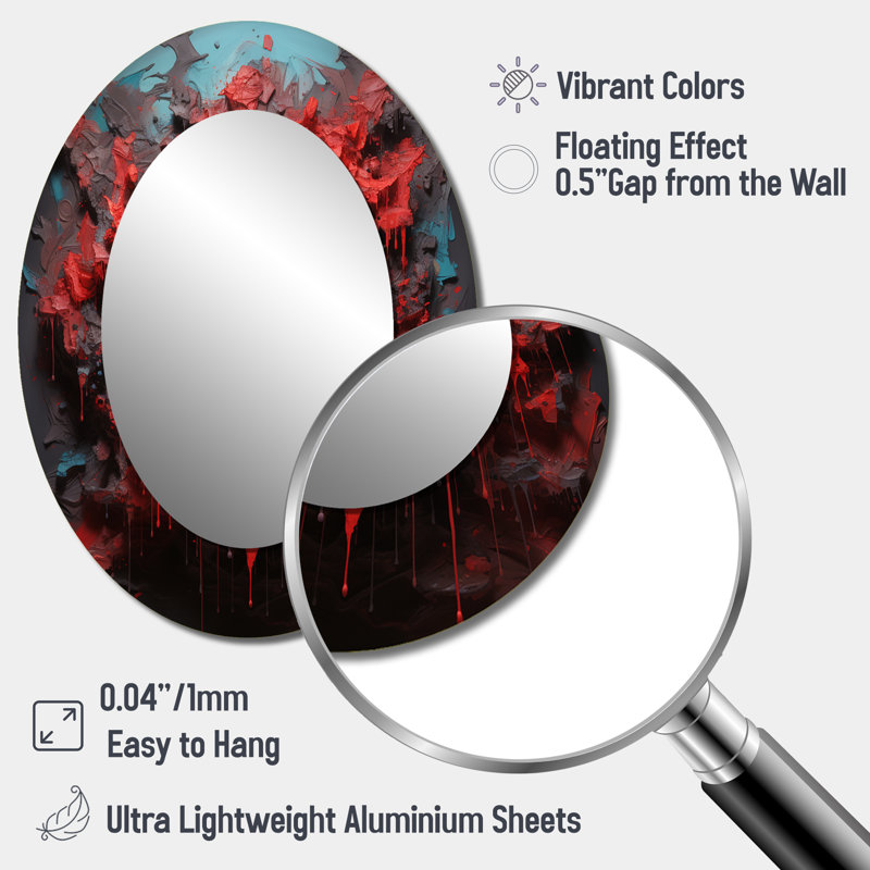 Miroir mural rouge et rouge, 40 po x 30 po
