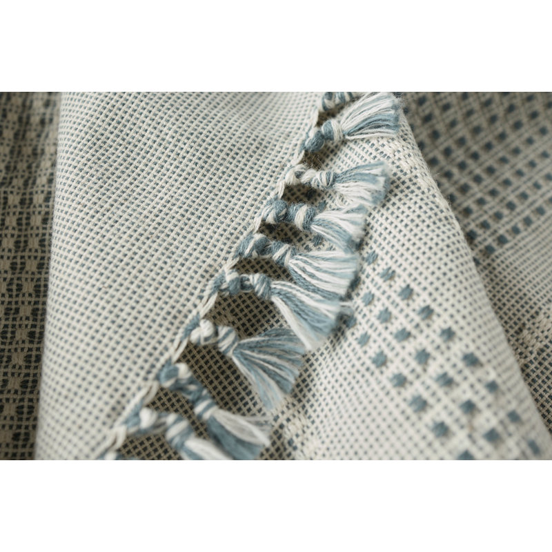 Bay Cotton Striped Jacquard Tea Towel, Gulf/Undyed