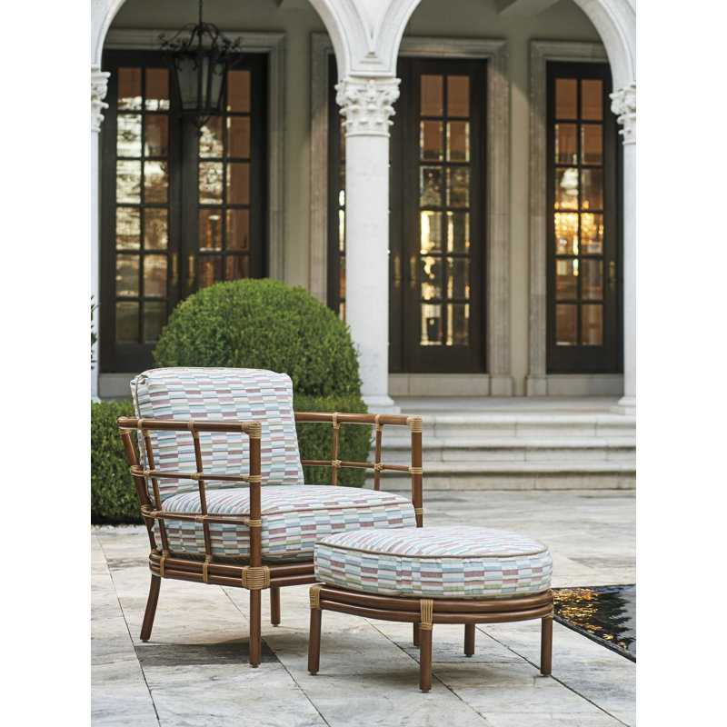 Sandpiper Bay Coastal Bamboo and Aluminum Patio Chair with Cushions