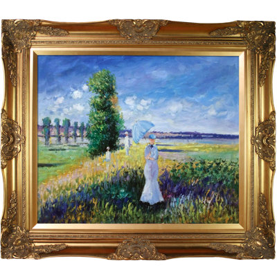 Cadre photo sur toile, "la promenade argenteuil" par claude monet