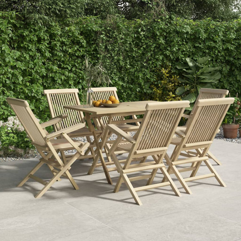 Ranck 6 - Person Teak Patio Dining Set with Rectangular Table