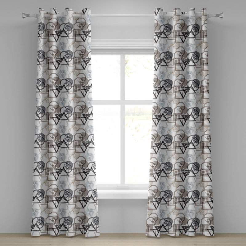 Rideau décoratif à œillets 2 panneaux Dakota Fields, 50 po x 96 po, gris noir cacao, L 50 po x L 108 po
