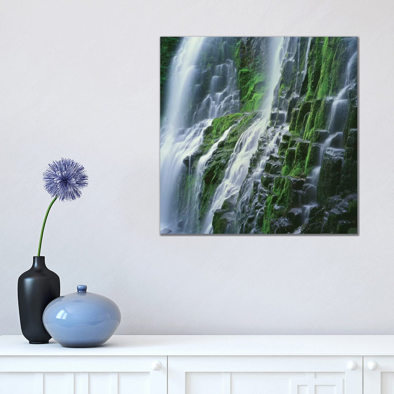 OR, Willamette NF. Three Sisters Wilderness, Lower Proxy Falls Displays Multiple Cascades 1 Piece Wrapped Canvas Wall Art
