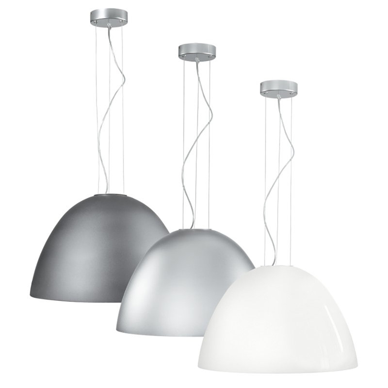 Willy 60 Unique / Statement Dome Pendant, 3 x 100W Incandescent or 2 x 23W CFL, Metallic Gray Aluminum