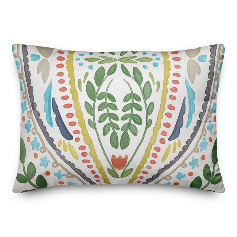 Housse et insert de coussin d'extérieur Juan, Vert, Floral 1