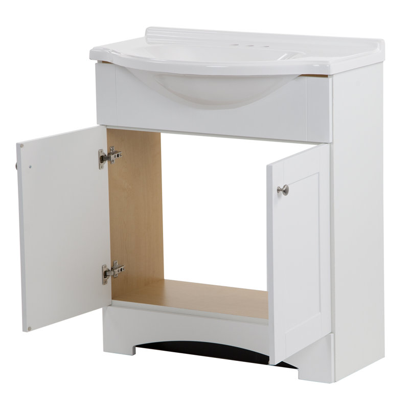 Meuble-lavabo simple 31 po avec plateau en marbre de culture 31 po, Blanc