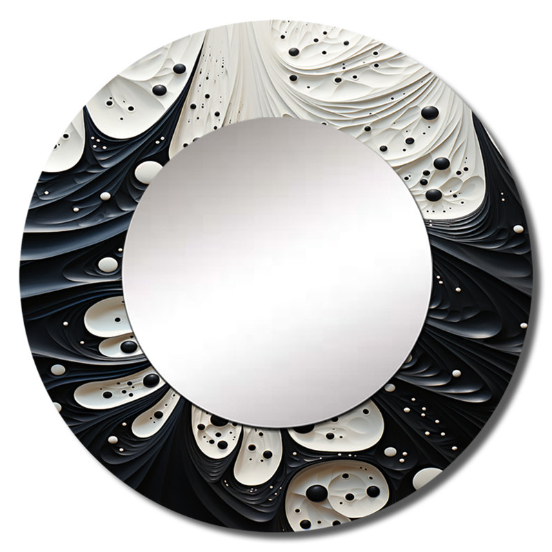 Peinture noir et blanc minimaliste - miroir mural minimaliste, miroir décoratif rond moderne, impression d'art en métal