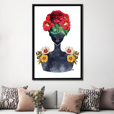 « fleur couronne silhouette iii », reproduction d’impression sur toile tendue