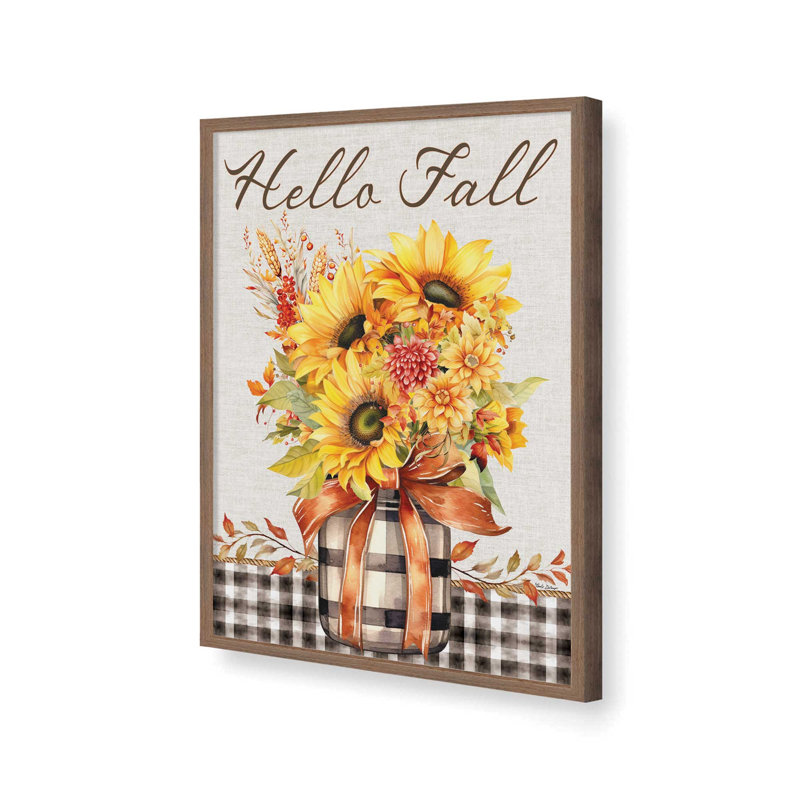 «Hello Fall Bouquet» par Nicole DeCamp, reproduction d'art, L 12 po x H 16 po, Brun, Impression encadrée