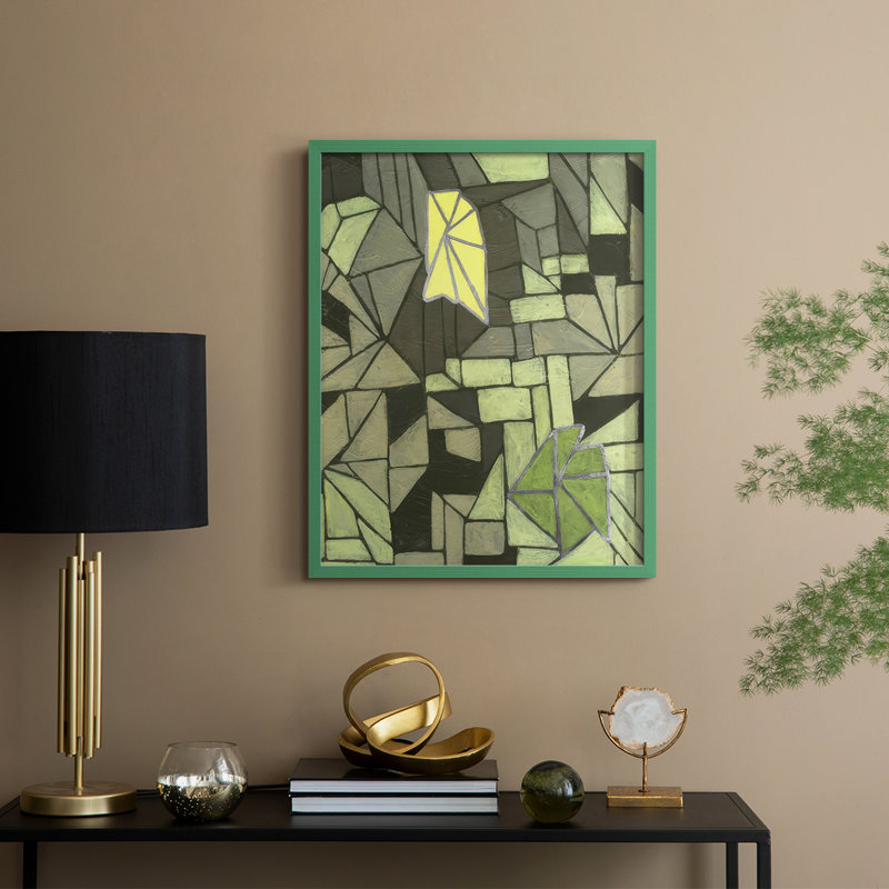 Cubic Prism II, reproduction encadrée - bois massif, H 11 po x l 9 po, Vert