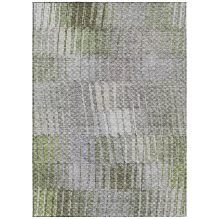 Machine Washable Indoor/Outdoor Huseby ACN2271 Stripes Rug