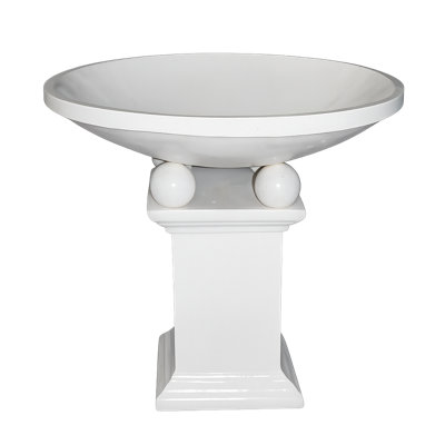 White Terrazzo Pot On Stand 28in