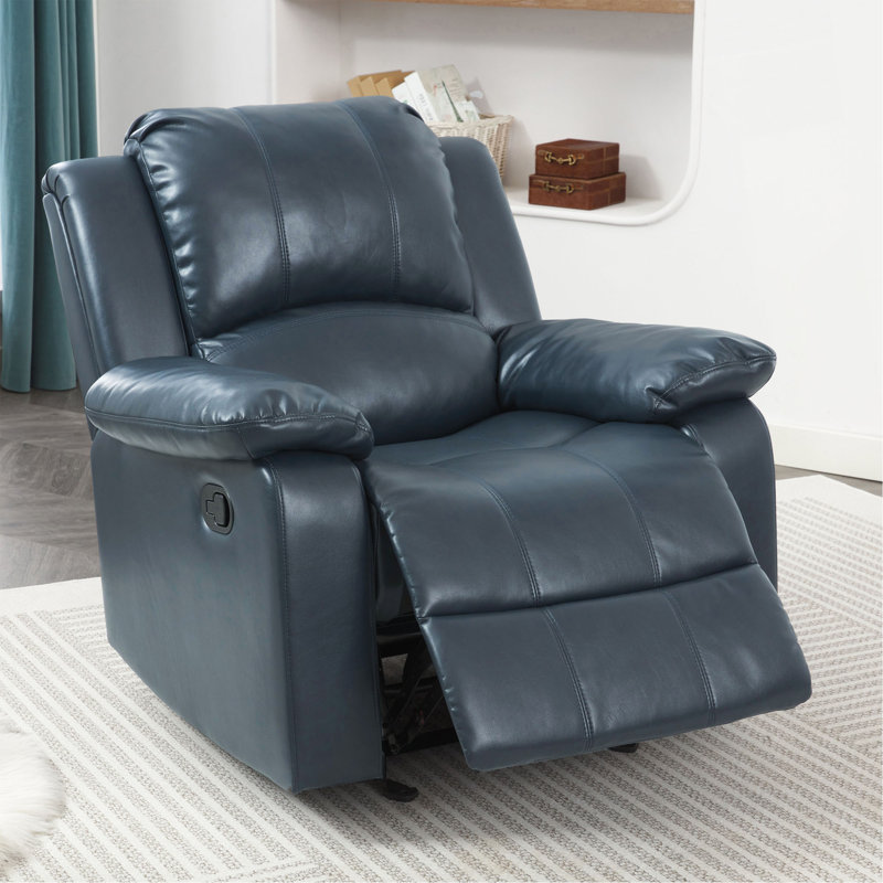 Charlotte Midnight Blue Leather Gel Glider Recliner