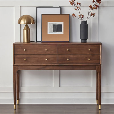 Brown Solid Black Walnut Rectangular Entryway Console Table