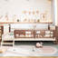 Grand lit sur pied beige avec bibliothèques de rangement, construction, garde-corps et assemblage facile pour la configuration de la zone de couchage-130093291-130093288
