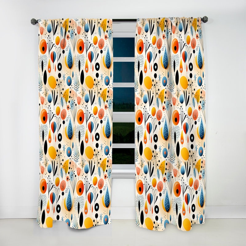Jeu de jeu avec motif géométrique coloré I - Rideau obscurcissant géométrique abstrait - 1 panneau, L 52 po x L 63 po