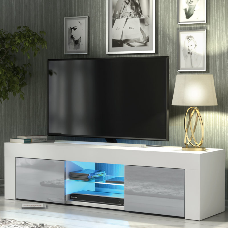 Camon Unfinished TV Stand for TVs up to 48", White/Grey