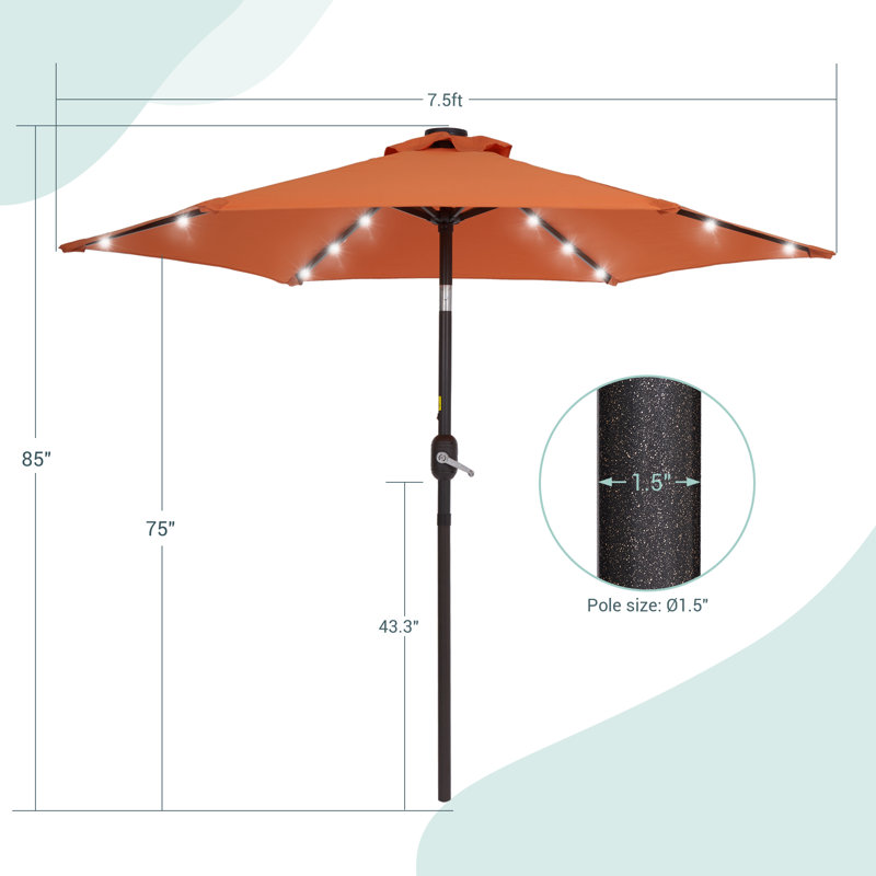 Parasol de marché lumineux 7,5 pi Asylbek, Orange