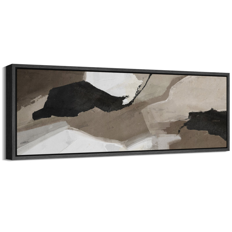 «Mid Century Shape Abstract Earth Tones», reproduction d'art sur toile, H 20 po x l 60 po, Noir, noir, noir, noir