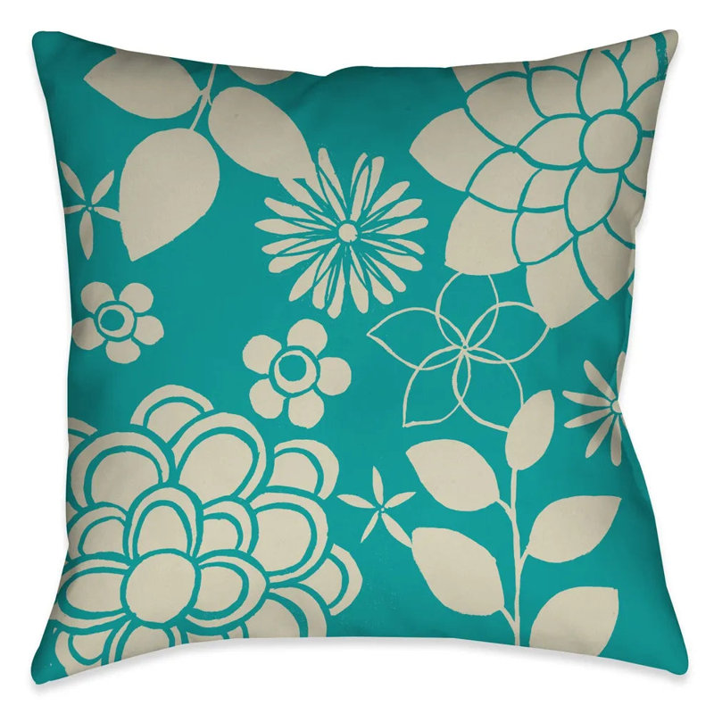 Coussin décoratif abstrait Abstract Garden Blue II, H 20 po x l 20 po
