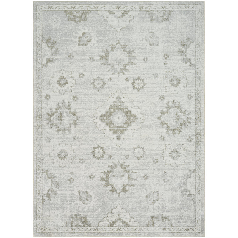 Bungalow Rose Brana Machine Washable Ivory Vintage Indoor Rug, Rectangle 5'3" x 7'