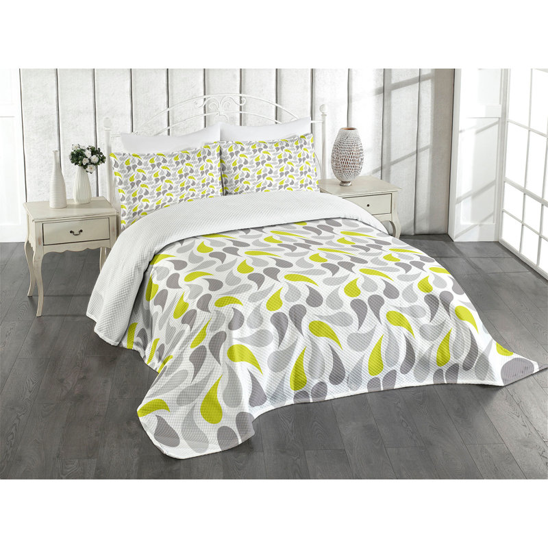Ensemble de couvre-lit géométrique Ambesonne motif cachemire abstrait jaune vert gris blanc