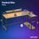 Nedyo 52'' W L-Shaped Computer Desk with Power Outlet, LED Gaming Work Desk with Shelves