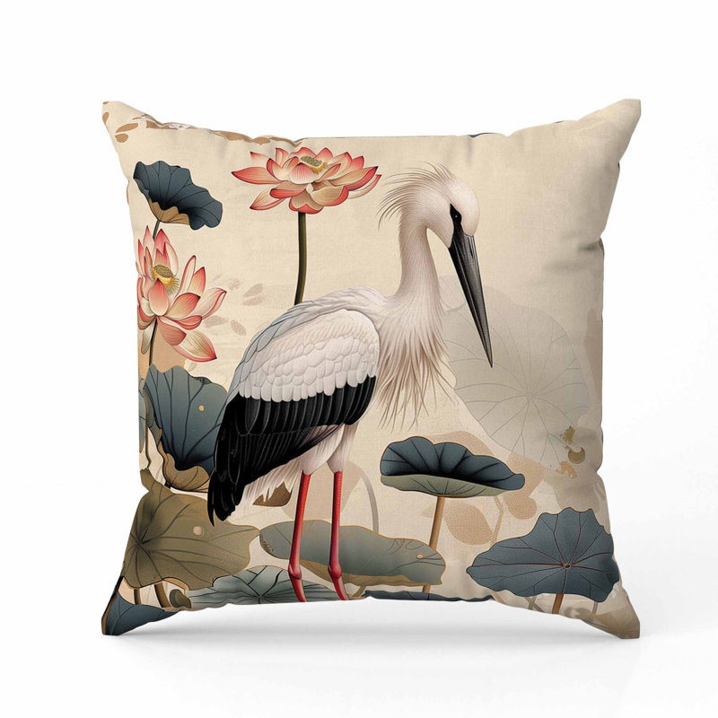 Coussin en suède Lotus Pond, Carré 20 po, Vert/crème