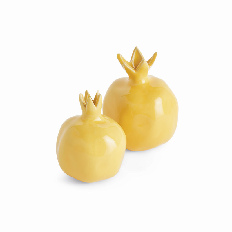 Granato Yellow Glaze Organic Pomegranate Bud Vases, Yellow