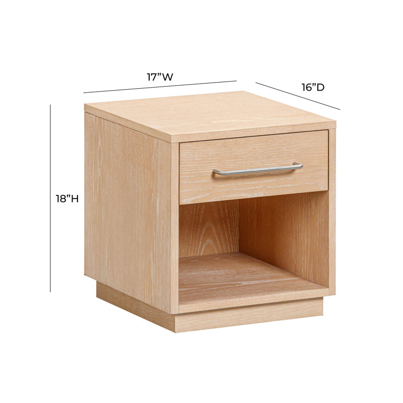 Table de chevet en bois naturel Marlow, Bois naturel
