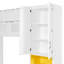 Lit escamotable simple en bois avec meuble télé, 2 tiroirs, tablettes et armoires, blanc-90825650