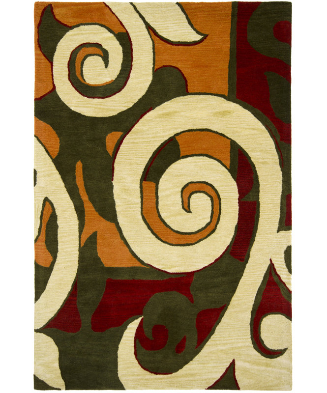 Tupelo Wool Abstract Area Rug in Orange/Beige/Green, 7'9" x 10'6"