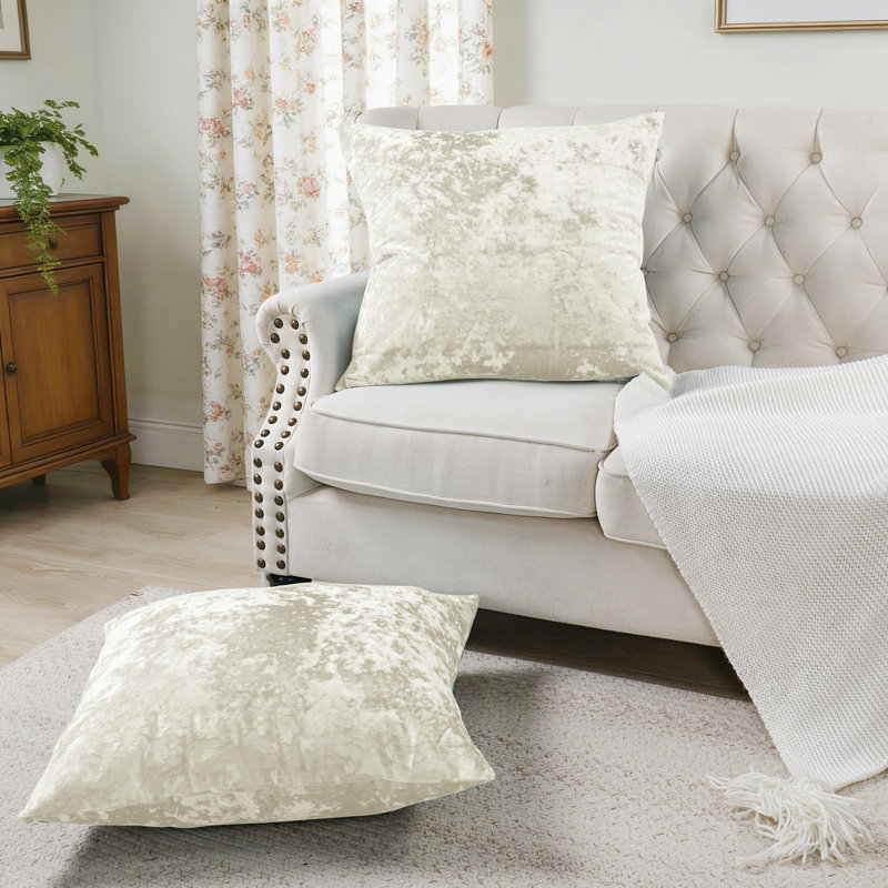 Housse de coussin en velours écrasé Euro, Gardenia