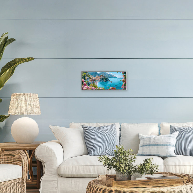 Vue de paysage méditerranéen méditerranéen, estampe numérique, design par LSR Creative Studio, H 10 po x l 24 po