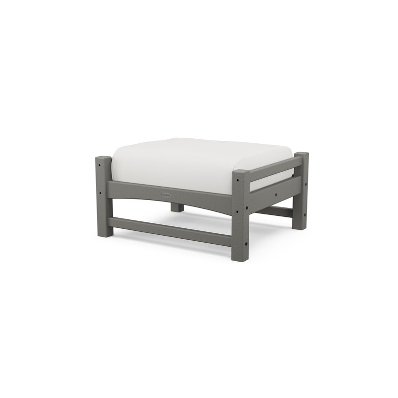 Repose-pieds Club, Structure gris ardoise / coussin en lin naturel