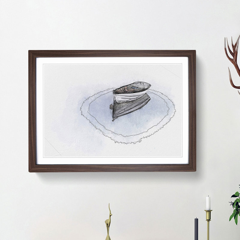 Reflection of a Boat in Abstract - Picture Frame Graphic Art Print, 62cm H x 87cm W x 2cm D, Walnut Framed