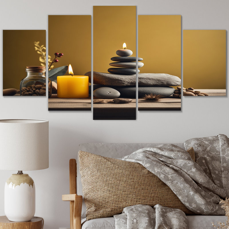 Reproduction d'art sur toile en pierre spirituelle - 5 panneaux