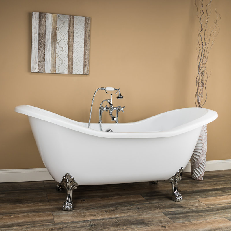 Serenity 72'' x 31'' Soaking Acrylic Bathtub, Chrome