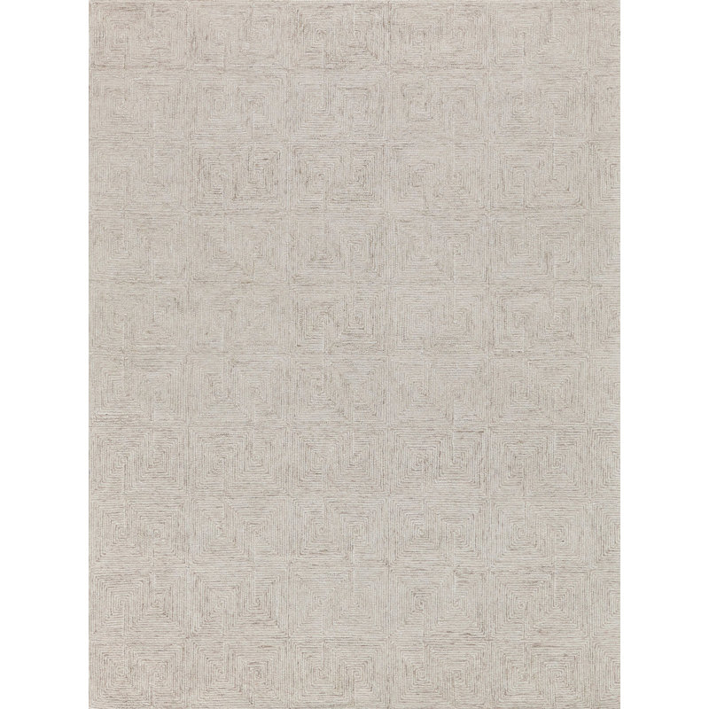 Caprice Geometric Handmade Tufted Area Rug, Rectangle 6' x 9', Black/Ivory