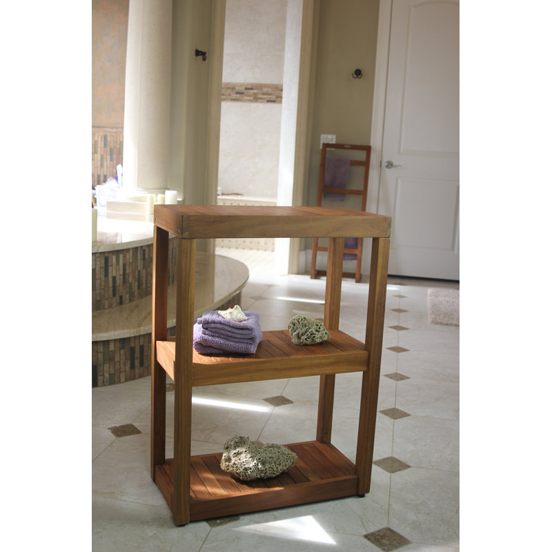 Support de salle de bain rectangulaire en teck à trois niveaux Sula